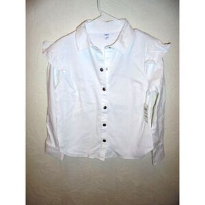 Bar lll Black/White Blouse W Ruffled Sleeve Silver Snaps‎ Size Medium NWT